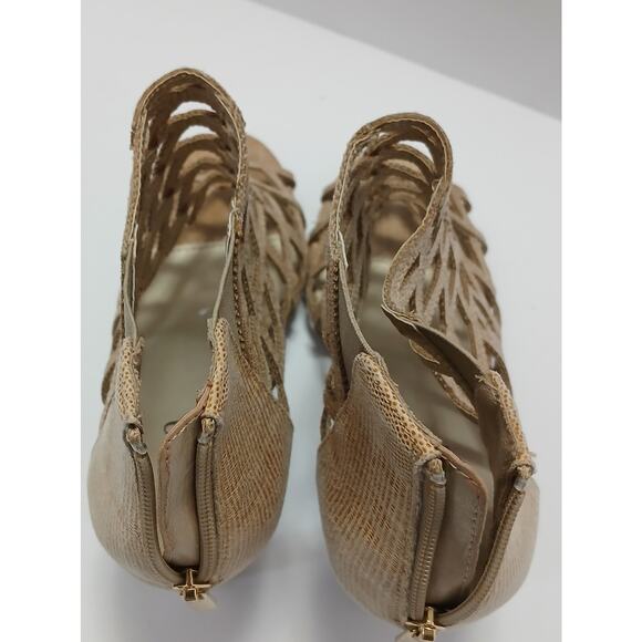 a.n.a Heels Caroline High Heeled Sandals Zip Peep Toe Beige Size 10 - Picture 4 of 6